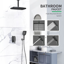 Cargar imagen en el visor de la galería, Shower System, Ultra-thin Wall Mounted Shower Faucet Set for Bathroom with High Pressure Big Size Stainless Steel Rain Shower head Handheld Shower Set, Matte Black
