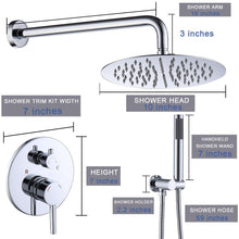 Load image into Gallery viewer, Shower System Shower Faucet Combo Set Wall Mounted with 10&quot; Rainfall Shower Head and handheld shower faucet, Chrome Finish Shower Faucet Rough-In
