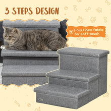 Carregar imagem no visualizador da galeria, 3-Steps Pet Stairs with Storage, Dog Steps for Couch, Bed, Pet Steps for Injured Pet, Older Pets, Small Cats, gray

