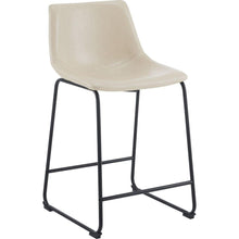 Load image into Gallery viewer, (Set of 2) Vintage Style 24-Inch Armless Industrial Faux Leather Counter Stool with Metal Legs and Footrest for Kitchen Island, Cafe, Pub, Bar Counter, Cream and Black
