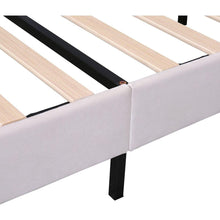 Load image into Gallery viewer, Full Size Upholstered Platform Bed with Flower Pattern Velvet Headboard, Beige

