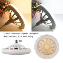 Carregar imagem no visualizador da galeria, 26CM Remote Control LED Light and Fan - Ceiling Fan with E27 Lamp
