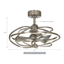 Cargar imagen en el visor de la galería, 27&quot; Bucholz Industrial DC Motor Brushed Nickel Downrod Mount Reversible Ceiling Fan with Lighting and Remote Control
