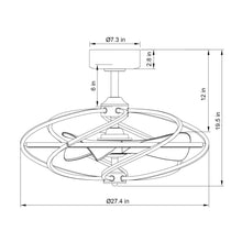 Load image into Gallery viewer, 27&quot; Bucholz Industrial DC Motor Brushed Nickel Downrod Mount Reversible Ceiling Fan with Lighting and Remote Control

