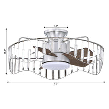 Cargar imagen en el visor de la galería, 27&quot; Modern Brush Nickel Flush Mount Reversible Ceiling Fan with Lighting and Remote Control
