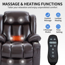 Load image into Gallery viewer, Dual Motor Infinite Position Up to 350 LBS Leatheraire Power Lift Recliner Chair, Heavy Duty Motion Mechanism with 8-Point Vibration Massage and Lumbar Heating, Stainless steel Cup Holders, Brown
