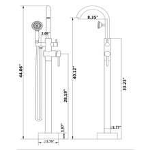 Load image into Gallery viewer, Freestanding Tub Filler Bathtub Faucet Brushed Nickel with Hand Held Shower Floor-Mount
