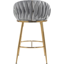 Carregar imagem no visualizador da galeria, 26&quot; Counter height bar stools Set of 2,velvet kitchen island counter bar stool with hand- wave back,golden chromed base and foot rest(GREY)
