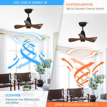 Cargar imagen en el visor de la galería, 28&quot; Kwang Farmhouse DC Motor Downrod Mount Reversible Ceiling Fan with LED Lighting and Remote Control
