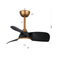 Cargar imagen en el visor de la galería, 28&quot; Modern DC Motor Downrod Mount Reversible Ceiling Fan with LED Lighting and Remote Control
