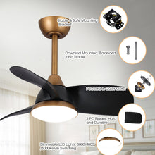 Cargar imagen en el visor de la galería, 28&quot; Modern DC Motor Downrod Mount Reversible Ceiling Fan with LED Lighting and Remote Control
