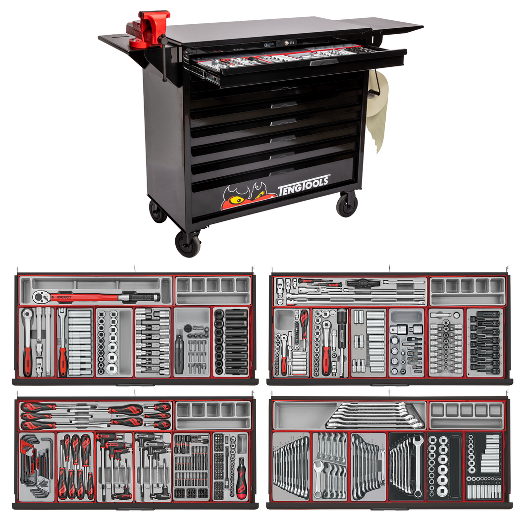 Teng Tools 1004 Piece 'Limited Edition' 37 Inch Wide 8 Drawer Black Roller Cabinet Workstation Tool Kit - TCMM1004NBK1