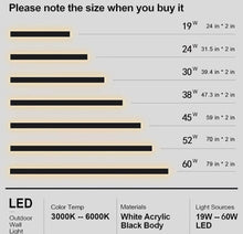 Load image into Gallery viewer, Levxhotty 59 inch Modern Outdoor Wall Lights,3000K-6000K Dimmable Outdoor Wall Sconce,Long Wall Light with Remote Control,Exterior Linear Wall Lightin
