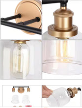 Load image into Gallery viewer, Uolfin Modern Dome Bathroom Vanity Light 2-Light Black and Brass Bell Wall Sconce Light with Clear Glass
