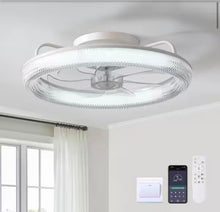 Carregar imagem no visualizador da galeria, ANTOINE 20 in. LED Indoor White Low Profile Ceiling Fan with Dimmable Lighting Small Flush Mount Ceiling Fan with Remote
