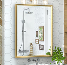 Load image into Gallery viewer, TokeShimi 20x26 Recessed Medicine Cabinet Bathroom Vanity Mirror Gold Metal Framed Surface Wall Mounted with Aluminum Alloy Beveled Edges Design 1 Doo
