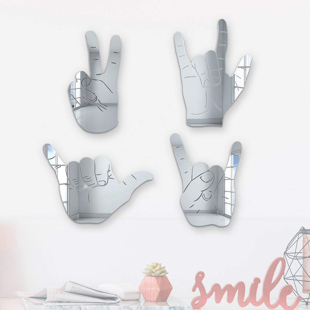 Bundle |  4-Piece Set of Rock On, Hang Loose, I Love You and Peace Sign Hand Silhouettes