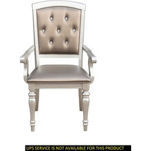 Cargar imagen en el visor de la galería, Glamorous Crystal Button-Tufted Set of 2 Arm Chairs Silver Finish Upholstered Seat Back Modern Dining Furniture
