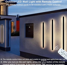 Load image into Gallery viewer, Levxhotty 59 inch Modern Outdoor Wall Lights,3000K-6000K Dimmable Outdoor Wall Sconce,Long Wall Light with Remote Control,Exterior Linear Wall Lightin
