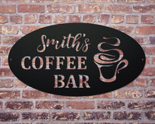 Load image into Gallery viewer, Coffee Bar Personalized Metal Sign
