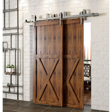 Load image into Gallery viewer, Double Track U-Shape Bypass Sliding Barn Door Hardware Kit - Arrow Design Roller
