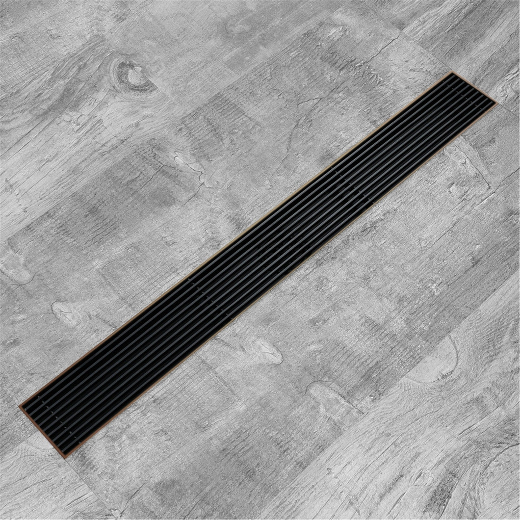 Oil Rubber Bronze Linear shower drain stainless steel material 24 inch with tile insert 2-in-1 cover with hair strainer and adjustment feet