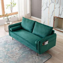 Load image into Gallery viewer, DongHeng Modern Living Room Velvet Fabric Sofa Couch, Loveseat Sofa with pocket, Green
