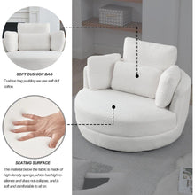 Load image into Gallery viewer, 39&quot; W Oversized Swivel Chair with moon storage ottoman for Living Room, Modern Accent Round Loveseat Circle Swivel Barrel Chairs for Bedroom Cuddle Sofa Chair Lounger Armchair, 4 Pillows, Teddy Fabric
