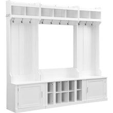 Load image into Gallery viewer, Wide Design Hall Tree with Storage and Bench, 4-IN-1 Multi-functional Entryway Bench with Coat Rack and Shoe Cubbies, Practical Furniture for Hallway, White

