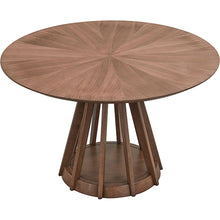 Carregar imagem no visualizador da galeria, (1 Table+4 Chairs)Modern Dining Table Set of 5 pcs,Wooden Dining Table and Upholstered Chairs for Living Room,Round Kitchen Set with Sturdy Legs for Restaurant,Walnut
