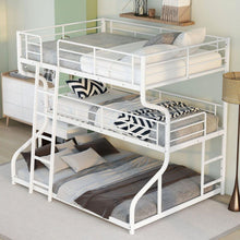Carregar imagem no visualizador da galeria, Full XL over Twin XL over Queen Size Triple Bunk Bed with Long and Short Ladder,White
