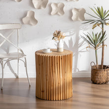 Carregar imagem no visualizador da galeria, Retro Fashion Style Cylindrical MDF Coffee Table with Vertical Texture Relief Design, Suitable for Living Room, Office and Dining Room
