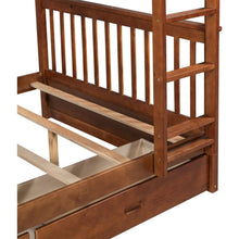 Carregar imagem no visualizador da galeria, Full-Over-Full Bunk Bed with Ladders and Two Storage Drawers (Walnut)
