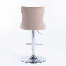 Load image into Gallery viewer, Swivel Velvet Barstools Adjusatble Seat Height from 25-33 Inch, Modern Upholstered Chrome base Bar Stools with Backs Comfortable Tufted for Home Pub and Kitchen Islandhaki, Set of 2)
