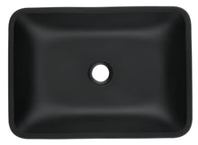 Cargar imagen en el visor de la galería, 13.0&quot; L -18.13&quot; W -4&quot; H Matte Shell Glass Rectangular Vessel Bathroom Sink in Black with Matte Black Faucet and Pop-Up Drain in Matte Black
