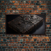 Load image into Gallery viewer, A Book Of Spells Framed Canvas Print, Halloween Wall Art, Halloween Decor, Canvas Wall Art With Frame, Spellbook Art
