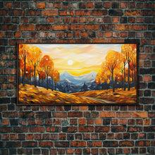 Carregar imagem no visualizador da galeria, Fall Trees, Autumn Wall Art, Abstract Nature Painting, Sunset Art, College Dorm Decor, Camper Wall Decor, Canvas Wall Art, Panoramic Art
