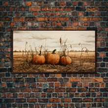 Carregar imagem no visualizador da galeria, Autumn Wall Art, Pumpkin Decor, Farm Wall Art, Canvas Print, Wall Hanging, Panoramic Art, Farmhouse Wall Decor, Housewarming Gift, RV Decor
