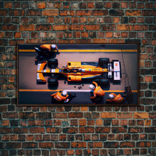 Carregar imagem no visualizador da galeria, Formula 1 canvas wall art, Car racing art, F1 Pit Stop framed canvas print, Racing car gift Formula 1 wall decor poster
