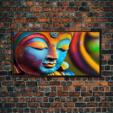 Load image into Gallery viewer, Colorful Buddha Canvas Wall Art, Framed Canvas Print, Buddhism Print, Yoga, Zen Wall Art, Buddha Decor
