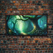 Carregar imagem no visualizador da galeria, Beautiful magical fairy forest, Framed canvas print, Fantasy forest wall art Enchanted forest, Fantasy Home Decor
