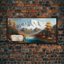 Cargar imagen en el visor de la galería, Regal Mountain, Travel Poster Wall Art, Framed Canvas Print, American Mountains, Mountain Landscape Painting, Wrangell Mountains Alaska
