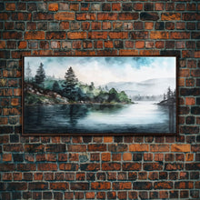 Load image into Gallery viewer, framed lake landscape art | framed wall art | living room wall decor | Canvas Print | minimalist landscape | abstract landscape art | Rustic
