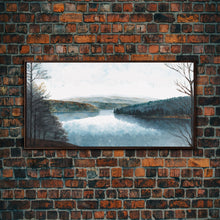 Load image into Gallery viewer, Blue Lake Art | Framed Canvas Print | Blue Lake Painting | Lake House Decor | Guest Room Landscape Painting | Detroit Lake Painting
