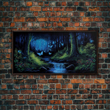 Load image into Gallery viewer, Enchanted Forest Painting, Fantasy Art, Fairy House, Fantasy, Woodland Decor, Woods, Forest, Fairy Forest with Blue Butterflies
