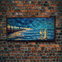 Load image into Gallery viewer, Couple Standing On The Beach, Abstract Art, Framed Canvas Print, Wood Framed Wall Art, Gift For Couples, Gift, Van Gogh Style Art
