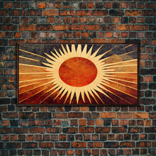 Carregar imagem no visualizador da galeria, Abstract Midcentury Modern Sunburst, Canvas Print, Art Deco Style wall art, sun with sun rays, sun burst, boho style
