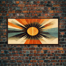 Carregar imagem no visualizador da galeria, Abstract Midcentury Modern Sunburst, Canvas Print, Art Deco Style wall art, sun with sun rays, sun burst, boho style, ready to hang
