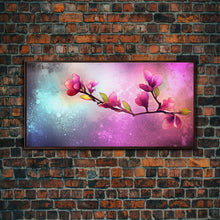 Cargar imagen en el visor de la galería, Cherry Blossoms Wall Art, Spring Flowers Wall Decor, Floral Wall Art, Panoramic Wall Decor, Canvas Print, Wall Art, Framed Canvas Art
