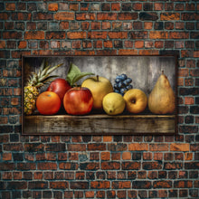 Cargar imagen en el visor de la galería, Fruits Wall Art, Food Art, Pineapple, Apples, Orange, Kitchen Wall Decor, Panoramic Wall Decor, Canvas Print, Wall Art, Framed Canvas Art
